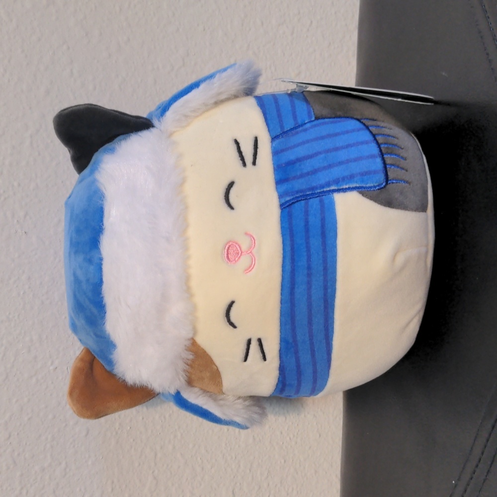Squishmallows Cam The Cat Winter Hat And Scarf 7 Inches Cream And Blue